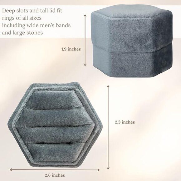 NIB! Velvet Ring Box Wedding Day | 2-in-1 Elegant Champagne Engagement Ring Box - Picture 3 of 14